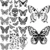 Временные татуировки маленькие бабочки временные татуировки для женщин -девушек Реалистичный череп переносчик цветочный трансфер татуировок