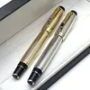 Topp högkvalitativ skrivning Pen Golden Silver Wave Point Design Rollerball Fountain Pens Office School Supplies med diamant och serienummer på klipp