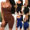 Kvinnors jumpsuits rompers kvinnor sommaren smal fit romper shorts halter svart sling backless elastic fitness overall träning träning