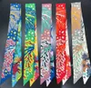 Sarongs New Fashion All-match Korean Version Mayan Jungle Animals silk scarf Twill Long Strip Small Scarf Tie Bind a bag Ribbon Streamer P230323