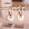 Hoop Earrings White Zircon Round Stone Champagne Gold Color Pendant For Women Simple Fashion Wedding Engagement Jewelry