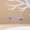 Pendientes colgantes de piedra de cristal de Color verde esmeralda/rosa de corte princesa para mujer, joyería para fiesta y banquete, regalo encantador