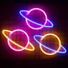Night Lights Planet LED Lights Neon Light Sign Bedroom Decor Neon Sign Night Lamp for Rooms Wall Art Bar Party USB or Battery Powered P230331