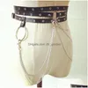 Other Fashion Accessories Belts Y Pub Female Leather Skirt Punk Gothic Rock Harness Waist Metal Chain Body Bondage Hollow Be Dhgarden Dhgqi