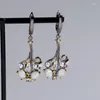 Kolczyki Dangle Vintage luksusowy Pearl Światło Kamienne Kryształ Kobiety Party Biżuteria Pamięci Pamięci Pamięci