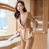 Women's Two Piece Pants IZICFLY Autumn Spring High Quality Style Blue Elegant Blazer Suit With Pant Set Woman 2 Pieces Ladies Business OL