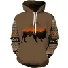 Men's Tracksuits Vintage 3D Cow Print Hoodie/Suit Ethnic Tribal Pullover Sweatshirts Pants Tracksuit Set Harajuku Casual Streetwear Clothes