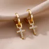 Stud Zircon Cross Dangle örhängen för kvinnor flickor rostfritt stål korsörhängen trender par bröllop estetiska smycken aretes 231102
