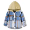 Zeeltjassen Peuter Jongens Meisjes Shirt Jasje Plaid Lange mouwen Kinderen Tops Met capuchon Uitloper Zadel Winter Voor Jongen