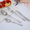 Servis uppsättningar Silver Matte Table Set Flatware Cotlecty rostfritt stål 304 redskap Kök inkluderar knivgaffel tesked