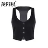 Damen Westen Ankunft Damenmode V-Ausschnitt ärmellos Button-Down tailliert Racerback klassische Weste Hemden separate Weste für formelle Kleidung 230403