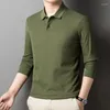 Polos masculinos homens negócios casual básico camisa polo algodão poliéster misturado tecido confortável tops verde preto branco azul cinza t-shirts outono 2023