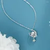 Pendant Necklaces Selling Silver Color Fashion Personality Women's Grey Moon Meteor Necklace Gift P534