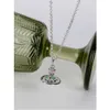 Desginer Viviene Westwoods Empress Dowager Vivian 3d Saturn Collana Esclusiva femminile Orecchini verde menta Girocollo Catena clavicola