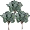 Decorative Flowers 29cm Artificial Eucalyptus 5pcs Branches With Fruit Money Leaves Nordic Simulation Plant