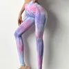 Pantalon actif LZYVOO Tie-Dyed Gym Leggings Femmes Sport Set Fitness Respirant Gradient Workout Été Femme Vêtements Yoga