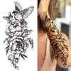 Tillfälliga tatueringar dödskalle blomma tillfällig tatuering för kvinnor flickor orm fågel pion tatuering klistermärke svart falsk blomning sexig tatu överföring vuxen z0403