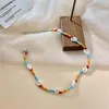 Pendant Necklaces Candy Mixing Color Beaded Necklace White Flower Plant Yellow Plastic Intellectual Trend Party Summer Women Girl