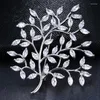 Brooches Trendy Tree Handmade White Gold Color/Rose ColorJewelry Cubic Zircon Brooch For Women