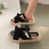 Sandaler Butterfly-Knot Women tofflor Fairy Style Lady Summer Flip Flops Thick Soled Roman Sandals Fashion Female Couase Shoes 230403