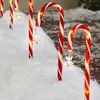 Christmas Decorations Solar Candy Cane Lights 8 Modes LED Crutch Stake Lamp with Star Snow Santa Pendant Holiday Decor for Garden Lawn 231102