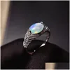 Ringar Leechee Opal Ring 7x9mm Natural Colorf Gemstong smycken för kvinnor födelsedagspresent verklig 925 solid sterling sier s dhgarden dhck