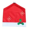 クリスマスデコレーション1 PCSサンタクロースレッドハットセット非織られていないスノーフレークチェアカバーディナークリスマスキャップホームルーム屋内デカール5ZHH163