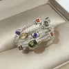 Solitaire Ring äkta S925 Stamp Silver Color Rings för kvinnor ihåliga förlovningsring Bijoux Bague Gift Sterling Plata Bröllopsmycken 230403