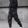 Yaz Joggers Erkek Siyah Taktik Kargo Pantolon Hip Hop Street Giyim Kalem Swearpants Şerit Cep Pantolon Elastik Bel Erkekler Artı Boyutu 5xl