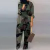 Jumpsuits voor dames luipaard vastgebonden taille lange mouw jumpsuit vrouwen romper mode één stuk algehele casual streetwear drop rompers