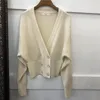 Women's Knits 2023 Women Spring V Neck Short Sweater Coat Jacket Pearl Buttons Double Breasted Knitted Cardigan Outerwear