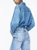 Camicette da donna Camicia di jeans con perline e bottoni casual europei e americani alla moda autunnale
