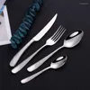 Servis uppsättningar av sked silver bordsartiklar rostfritt stål kök silver gaffel gaffel plattform set lyxiga bestick