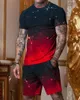 Mänens spårdräkter Spela korttryck Summer Sportkläder Set Male Casual T Shirt Shorts Suit Plus Size Streetwear Outfit Tracksuit Men 230403