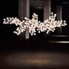 Lustres Lustre Pour La Cuisine Salon Décor Lampe Suspendue Verre Blanc Ginkgo Arbre Feuille Luminaire Chambre Éclairage Intérieur