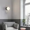 Vägglampa nordiskt glas boll LED -ljus för vardagsrum interiör sovrum belysning fixtur med g9 glödlampor hem