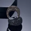 Bandringen TKJ Mode Zwarte Spinel Ring 925 Sterling Zilver Dames Edelsteen Ronde Bruiloft Verlovingssieraden Cadeau 231102