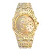 Montres-bracelets MISSFOX luxe gypsophile homme montre or entièrement pavé de diamants hommes montres à Quartz étanche mâle Bracelet horloge-bracelet