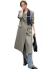 Płaszcze damskie płaszcze Lanmrem Kolor blok lapowy podwójnie piersi średniej długości wiatrówki żeński płaszcz mody 2023 Autumn 2R3591