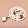 Strand natural branco bodhi raiz contas pulseira 108 mala para mulheres yoga meditação balanceamento flor de lótus jóias dropship