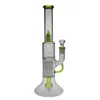 SAML 14" hoogte waterpijpen 6 pijler glazen bong Dab Rig gerasterde Perc waterpijp gezamenlijke maat 18,8 mm PG3033/FC-133 groen