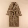 Men's Sleepwear Mens Autumn And Winter Double Wxtra Thick Cotton Velvet Couple Nightgown Extended H Bathrobe Home Wear