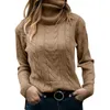 Women's Sweaters Women Fashion Loose Knit Sweater Simple Solid Long Sleeve Slim Turtleneck Pullover Top Light Soft Comfortable