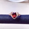 Cluster Rings Fashion Silver Heart Ring For Daily Wear 6mm 8mm 1Ct Natural Garnet Solid 925 SMYELLT