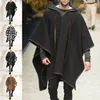 Herr ull hösten 2023 Men's Color Block Cloak Shawl Pullover Cape Fashionable Casual Woolen Coat