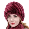 Beanie/Skull Caps Women's Natural Rex Rabbit Fur Hat Hand Sticke Cap Winter Soft Warme Headwear Lady 100%äkta päls Skull Cap Factory Wholesale 231102