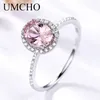 Umcho 925 anel de prata esterlina oval clássico rosa morganite anéis para mulheres noivado pedra preciosa casamento banda jóias finas presente t190251e