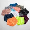 Lu Summer NWT Women Shortsルーズサイドジッパーポケットパンツジムトレーニングランニング衣料品フィットネスドローコードアウトドアヨガウェア280G