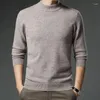 Män tröjor får ull solid tröja 2023 Autumn Winter Mock Neck Knit Clothes Pure Male Jumper Long Sleeve