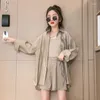 Clothing Sets Young Girls Sun-Proof Cool Fashion Solid Color Kids Summer Thin Loose Shirt Vest Shorts 3Pcs Korea Casual Outfits